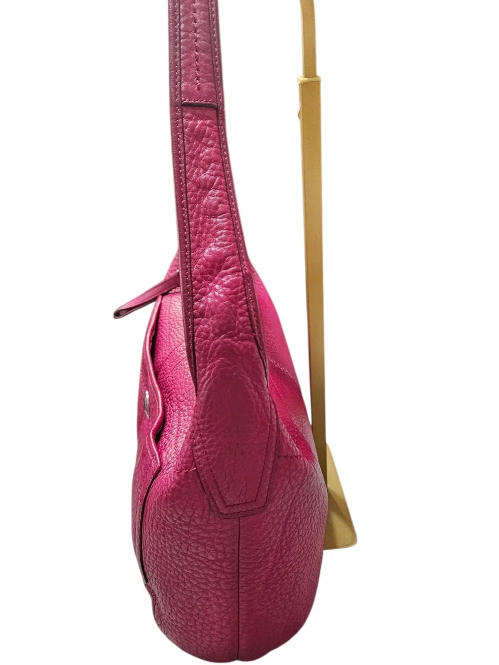 Coach ERGO TATTERSAL Fushia Pebbled Leather Shoulder Bag W/Scarf & Charm - Picture 8 of 14